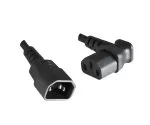 Power cable C13 90° to C14, 1mm², extension, VDE, black, length 1.80m